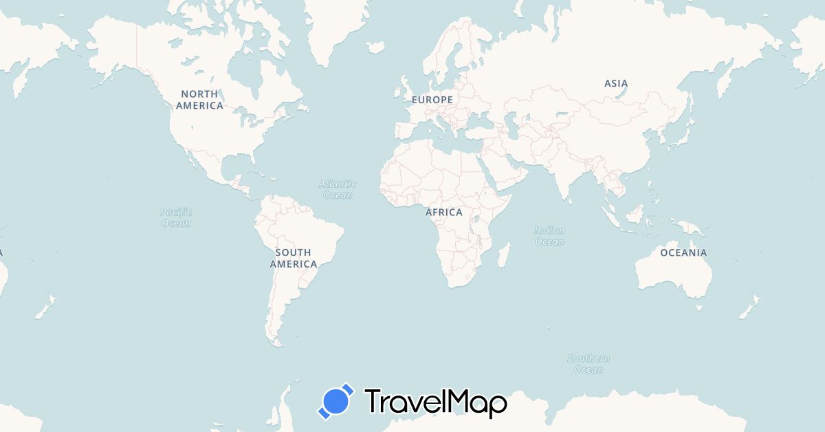 TravelMap itinerary: driving, train in Kenya, Rwanda, Tanzania, Uganda (Africa)